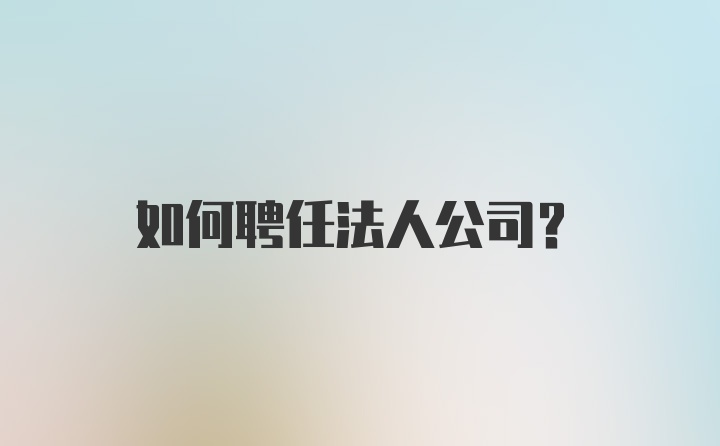 如何聘任法人公司？