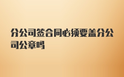 分公司签合同必须要盖分公司公章吗