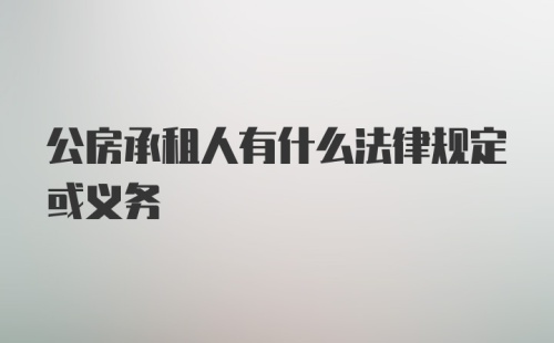 公房承租人有什么法律规定或义务