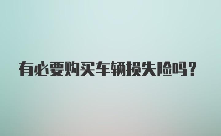 有必要购买车辆损失险吗？