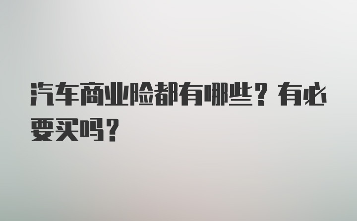 汽车商业险都有哪些？有必要买吗？