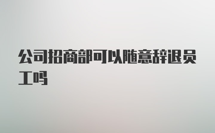 公司招商部可以随意辞退员工吗