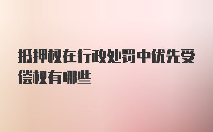 抵押权在行政处罚中优先受偿权有哪些