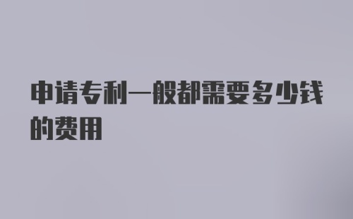 申请专利一般都需要多少钱的费用