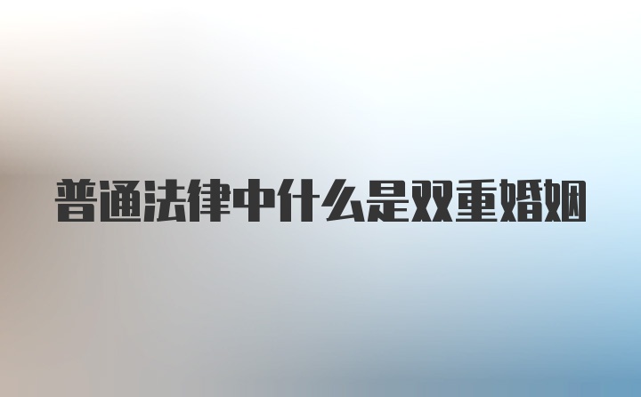 普通法律中什么是双重婚姻