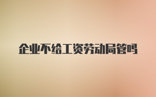 企业不给工资劳动局管吗