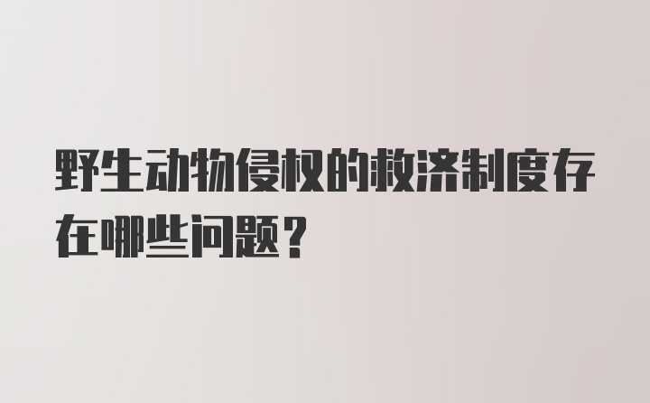 野生动物侵权的救济制度存在哪些问题？