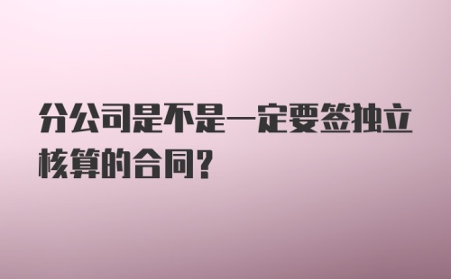 分公司是不是一定要签独立核算的合同?