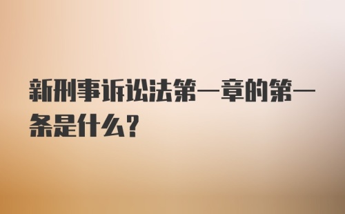 新刑事诉讼法第一章的第一条是什么？