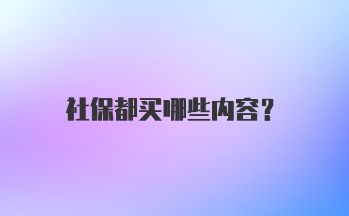 社保都买哪些内容？