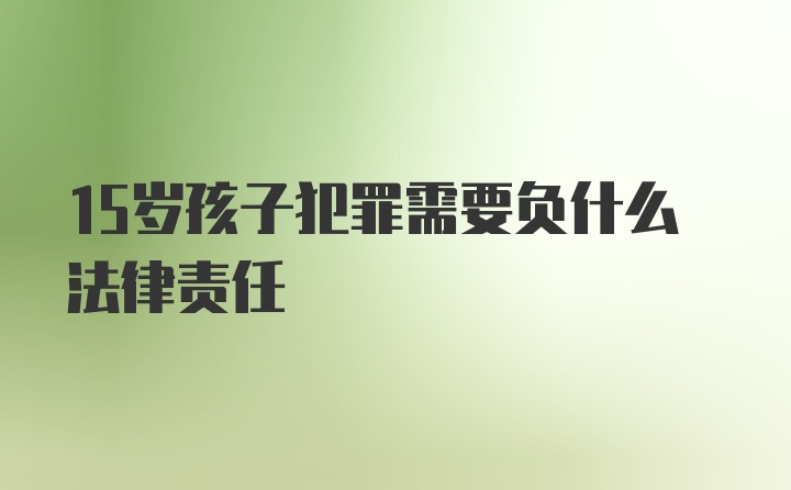 15岁孩子犯罪需要负什么法律责任