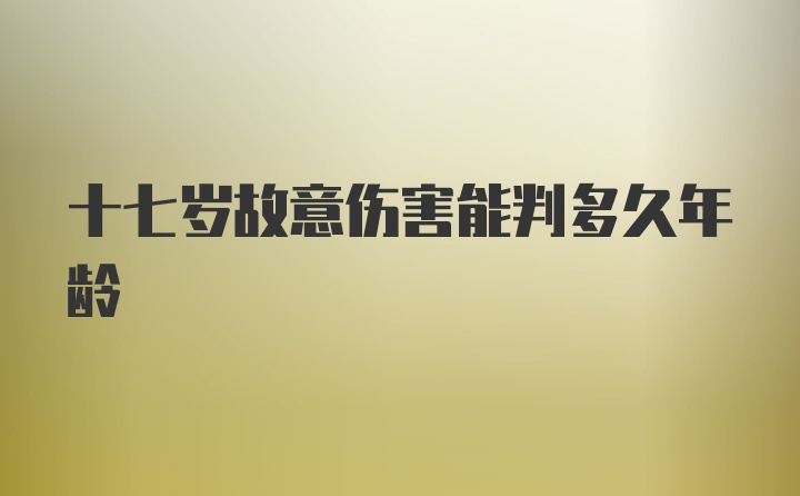 十七岁故意伤害能判多久年龄