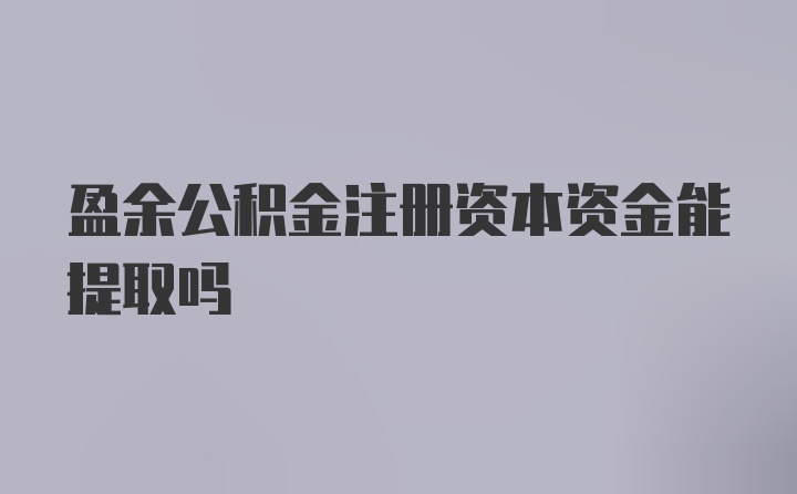 盈余公积金注册资本资金能提取吗