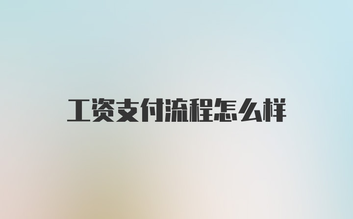 工资支付流程怎么样