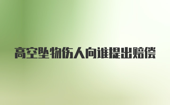 高空坠物伤人向谁提出赔偿