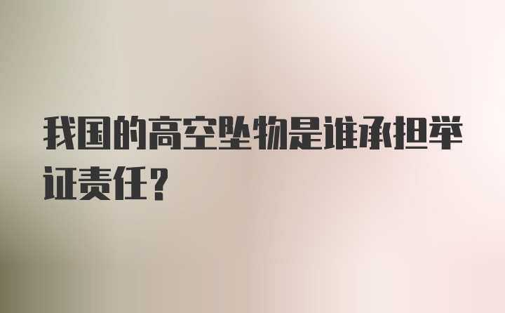 我国的高空坠物是谁承担举证责任？