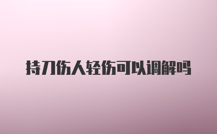 持刀伤人轻伤可以调解吗