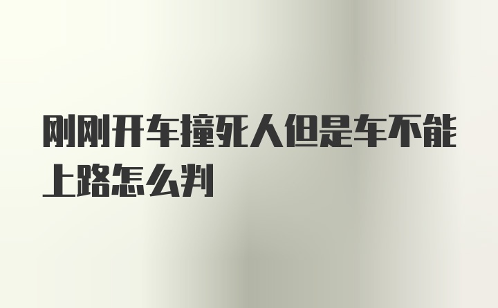 刚刚开车撞死人但是车不能上路怎么判