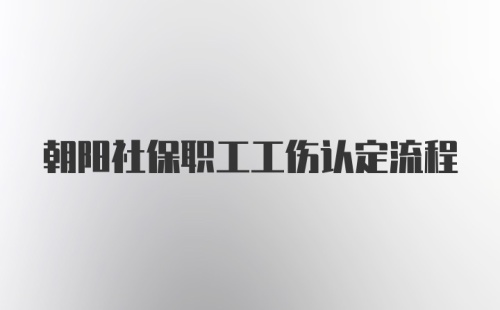 朝阳社保职工工伤认定流程