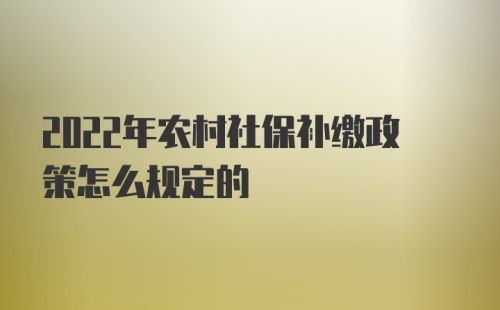 2022年农村社保补缴政策怎么规定的