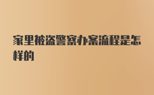 家里被盗警察办案流程是怎样的