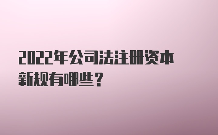 2022年公司法注册资本新规有哪些？