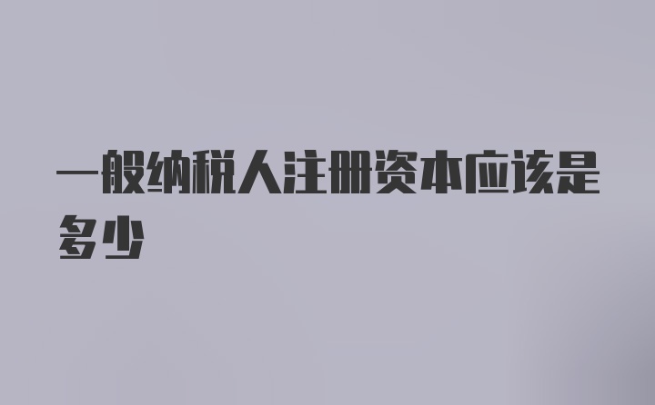 一般纳税人注册资本应该是多少