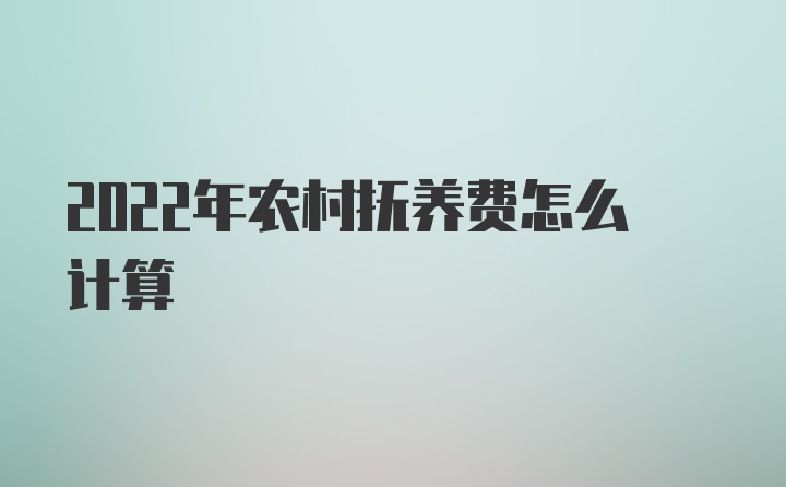 2022年农村抚养费怎么计算