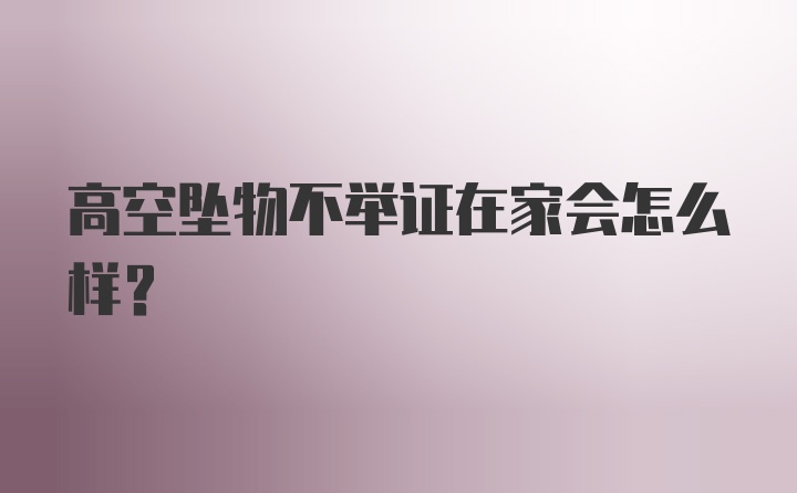 高空坠物不举证在家会怎么样？