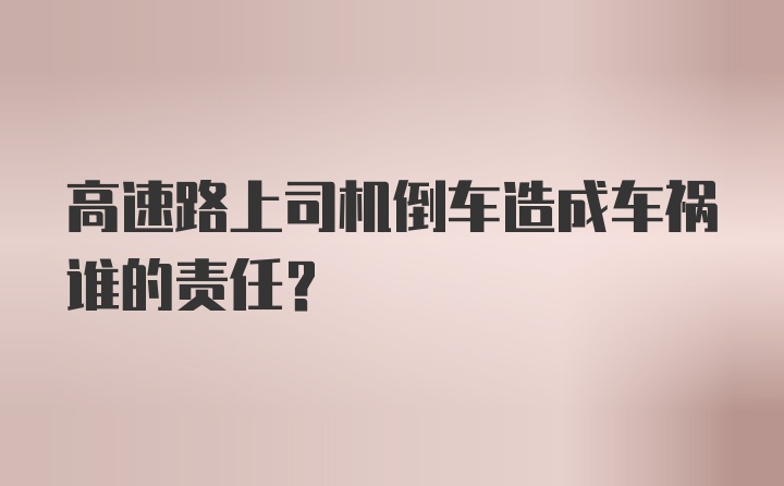 高速路上司机倒车造成车祸谁的责任？