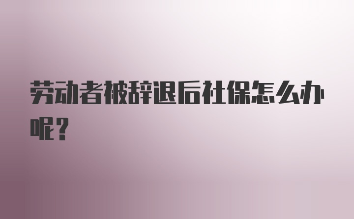 劳动者被辞退后社保怎么办呢？