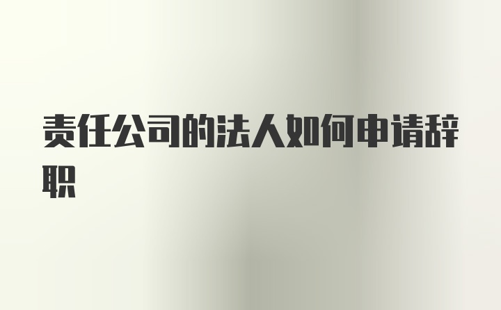 责任公司的法人如何申请辞职