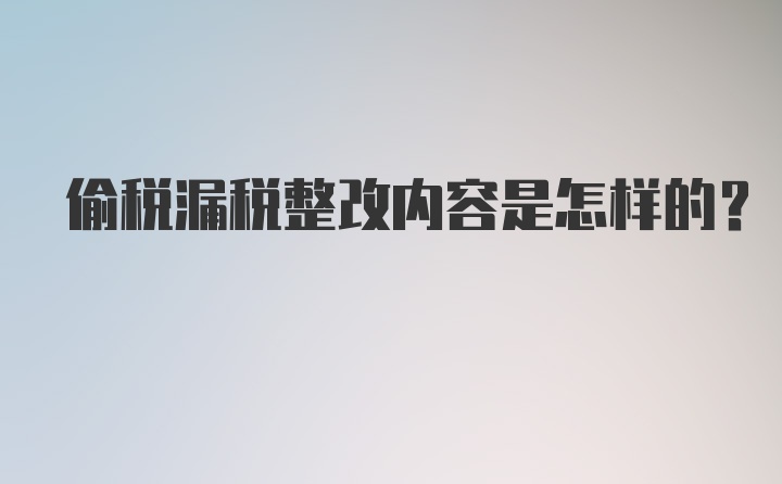 偷税漏税整改内容是怎样的？