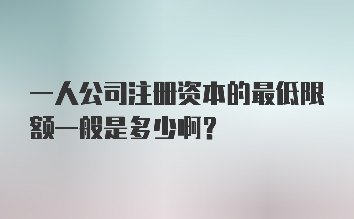 一人公司注册资本的最低限额一般是多少啊？