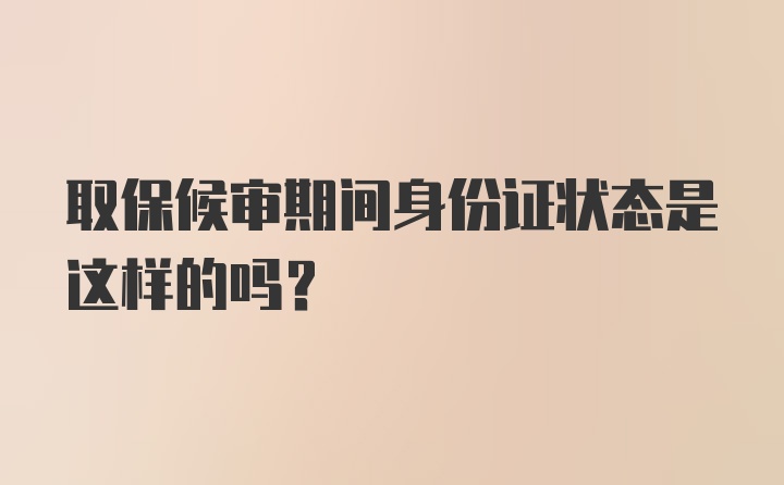 取保候审期间身份证状态是这样的吗？