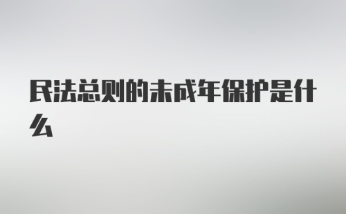 民法总则的未成年保护是什么