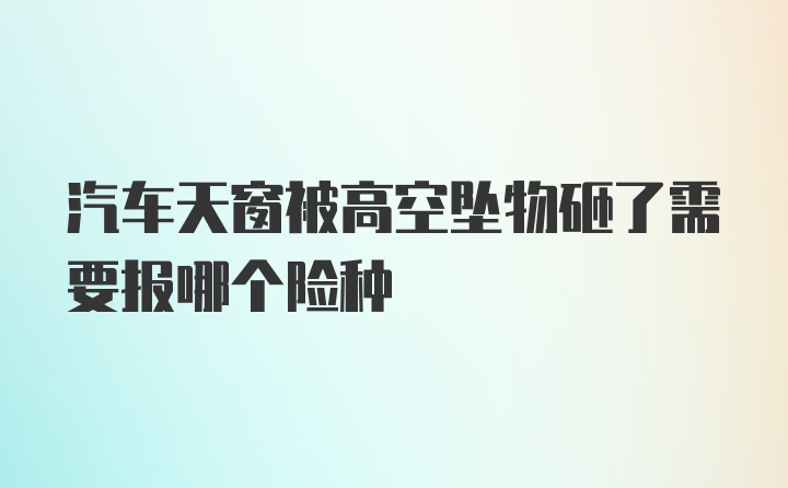 汽车天窗被高空坠物砸了需要报哪个险种