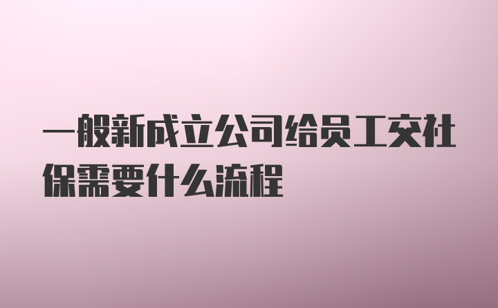 一般新成立公司给员工交社保需要什么流程