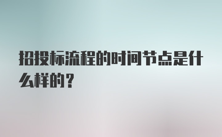 招投标流程的时间节点是什么样的？