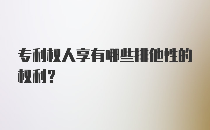 专利权人享有哪些排他性的权利？