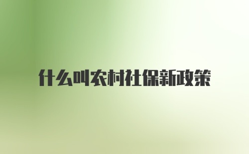 什么叫农村社保新政策