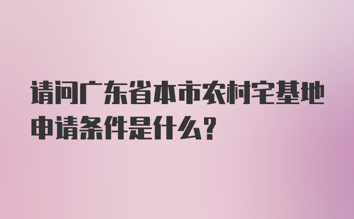 请问广东省本市农村宅基地申请条件是什么？