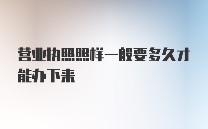 营业执照照样一般要多久才能办下来