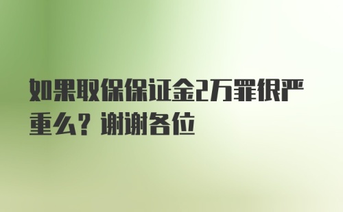 如果取保保证金2万罪很严重么？谢谢各位