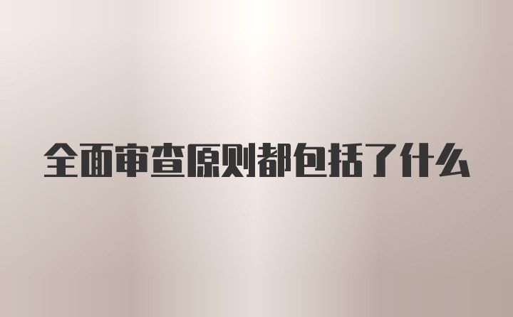 全面审查原则都包括了什么