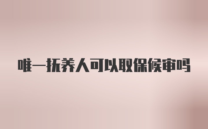 唯一抚养人可以取保候审吗