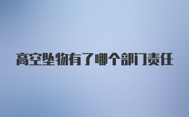 高空坠物有了哪个部门责任