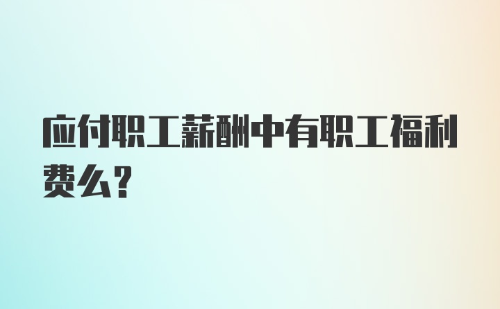 应付职工薪酬中有职工福利费么？