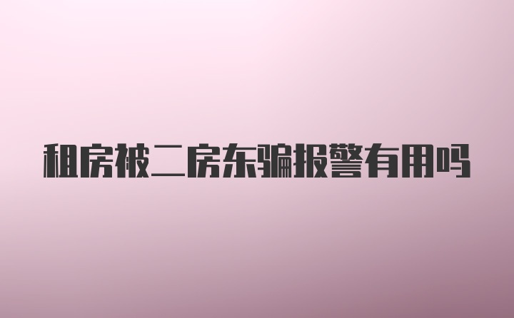 租房被二房东骗报警有用吗