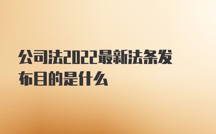 公司法2022最新法条发布目的是什么